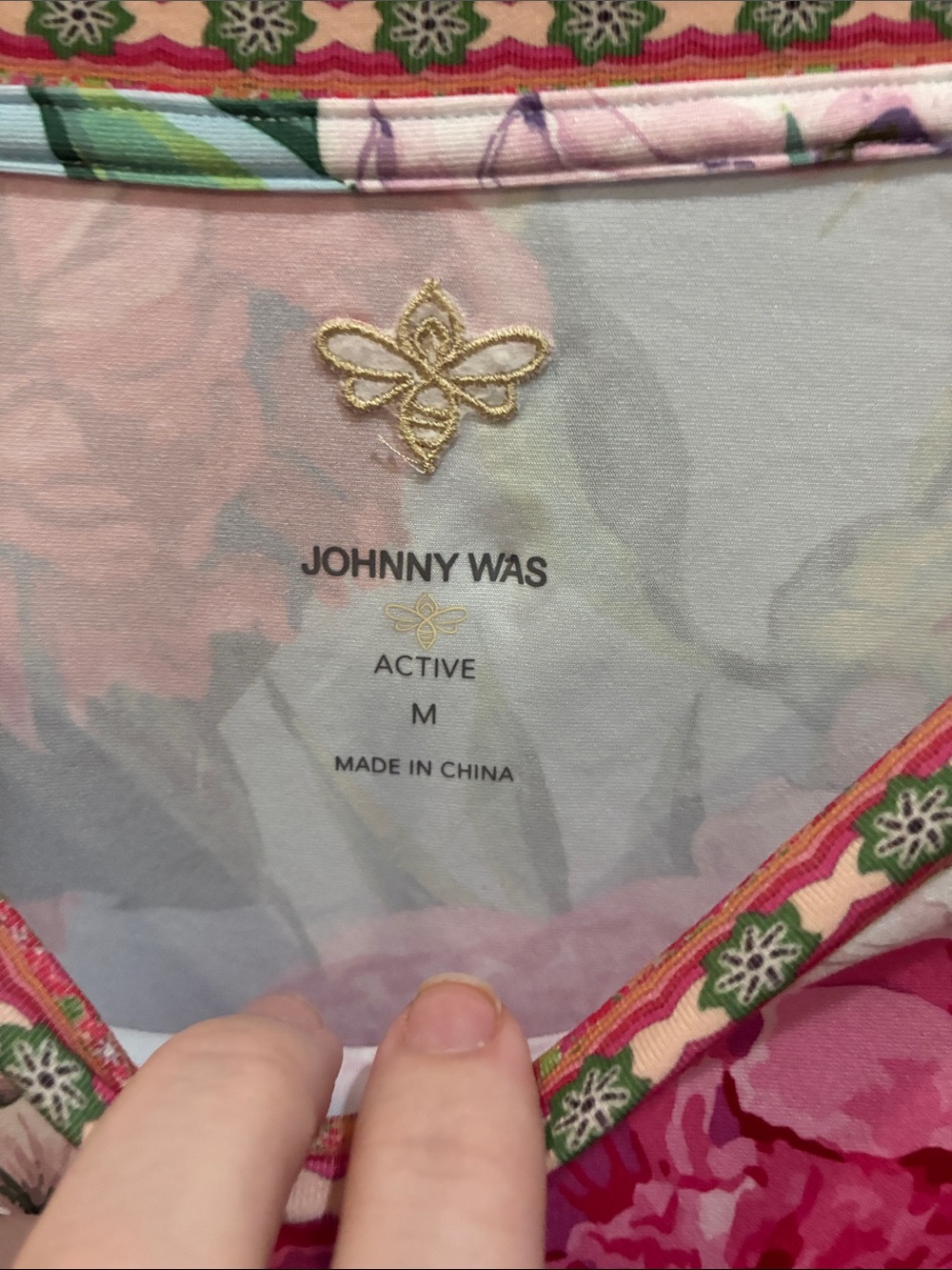 Johnny Was Active Floral Drawstring Hem Long-Sleeve Top - Mint Blue & Pink - Picture 3 of 8